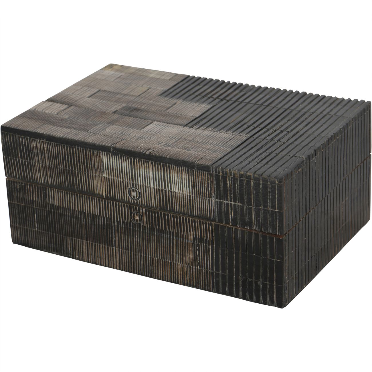 Rustic Grey & Black Buffalo Horn Storage Box Small